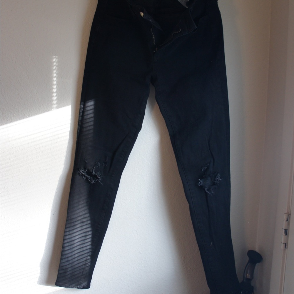 AEO denim hi-rise distressed black jegging